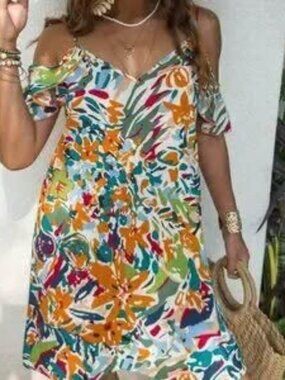 Ladies XXL Off shoulder colorful dress 10.00